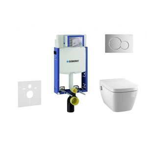 GEBERIT - Kombifix Modul na závesné WC s tlačidlom Sigma01, lesklý chróm + Tece One - sprchovacia toaleta a doska, Rimless, SoftClose 110.302.00.5 NT2 vyobraziť