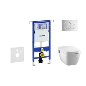 GEBERIT - Duofix Modul na závesné WC s tlačidlom Sigma01, lesklý chróm + Tece One - sprchovacia toaleta a doska, Rimless, SoftClose 111.355.00.5 NT2 vyobraziť