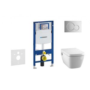 GEBERIT - Duofix Modul na závesné WC s tlačidlom Sigma01, lesklý chróm + Tece One - sprchovacia toaleta a doska, Rimless, SoftClose 111.300.00.5 NT2 vyobraziť
