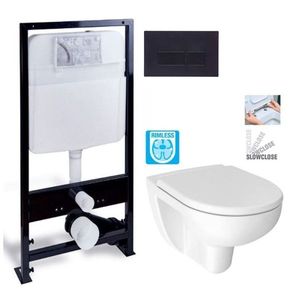 PRIM predstenový inštalačný systém s čiernym tlačidlom 20/0044 + WC JIKA LYRA PLUS RIMLESS + SEDADLO duraplastu SLOWCLOSE PRIM_20/0026 44 LY2 vyobraziť