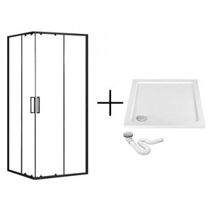 REA/S - Sprchovací kút PUNTO 80x80 - čierny So sprchovou bielou vaničkou Savoy KPL-K1012 vyobraziť