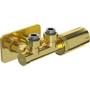 MEXEN/S - G05 uhlová termostatická súprava pre radiátor + krycia rozeta S, Duplex, DN50, zlatá W907-958-910-50 vyobraziť