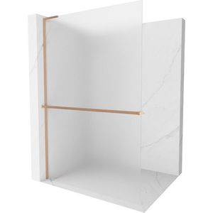 MEXEN/S - Kioto+ L Sprchová zástena WALK-IN s poličkou a držiakom uterákov 120 x 200 cm, dekor, meď kartáčovaná 800-120-123-65-30 vyobraziť