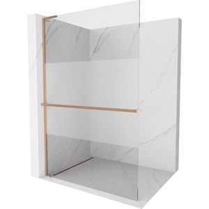 MEXEN/S - Kioto+ L Sprchová zástena WALK-IN s poličkou a držiakom uterákov 120 x 200 cm, transparent/dekor, meď kartáčovaná 800-120-123-65-35 vyobraziť