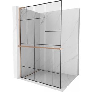 MEXEN/S - Kioto+ L Sprchová zástena WALK-IN s poličkou a držiakom uterákov 80 x 200 cm, čierny vzor, meď kartáčovaná 800-080-123-65-78 vyobraziť