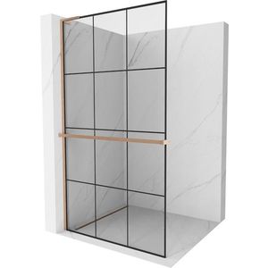 MEXEN/S - Kioto+ L Sprchová zástena WALK-IN s poličkou a držiakom uterákov 120 x 200 cm, čierny vzor, meď kartáčovaná 800-120-123-65-77 vyobraziť