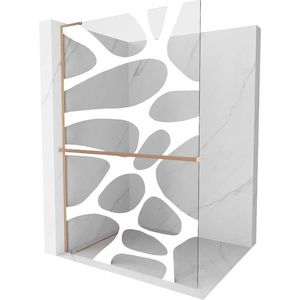 MEXEN/S - Kioto+ L Sprchová zástena WALK-IN s poličkou a držiakom uterákov 80 x 200 cm, biely vzor, meď kartáčovaná 800-080-123-65-97 vyobraziť