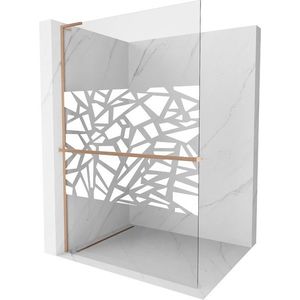 MEXEN/S - Kioto+ L Sprchová zástena WALK-IN s poličkou a držiakom uterákov 100 x 200 cm, biely vzor, meď kartáčovaná 800-100-123-65-85 vyobraziť
