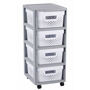 CURVER Zásuvkový regál INFINITY DOTS 4x11L | sivá / biela vyobraziť