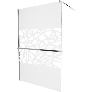 MEXEN/S - KIOTO Sprchová zástena WALK-IN s poličkou a držiakom uterákov 100 x 200, transparent/biely dekor 8 mm, chróm 800-100-121-01-85 vyobraziť