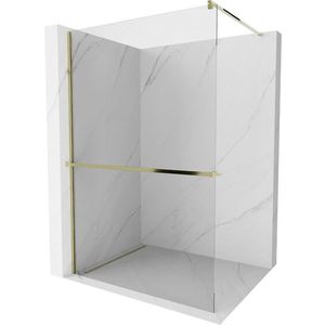 MEXEN/S - Kioto+ Sprchová zástena WALK-IN s poličkou a držiakom uterákov 105 x 200, transparent, zlatá 800-105-121-50-00 vyobraziť