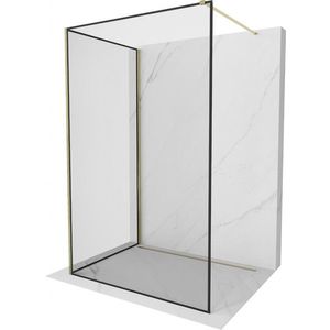 MEXEN/S - Kioto Sprchová zástena WALK-IN 90 x 90 cm, čierny vzor, zlatá 800-090-212-50-70-090 vyobraziť