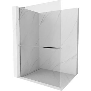 MEXEN/S - Kioto+ L Sprchová zástena WALK-IN s poličkou a držiakom uterákov 105 x 200 cm, transparent, chróm 800-105-123-01-00 vyobraziť