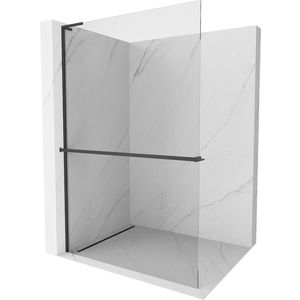 MEXEN/S - Kioto+ L Sprchová zástena WALK-IN s poličkou a držiakom uterákov 105 x 200 cm, transparent, čierna 800-105-123-70-00 vyobraziť
