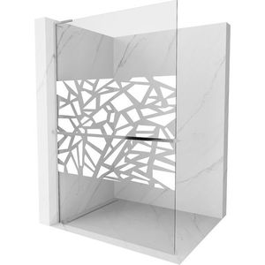 MEXEN/S - Kioto+ L Sprchová zástena WALK-IN s poličkou a držiakom uterákov 100 x 200 cm, biely vzor, chróm 800-100-123-01-85 vyobraziť