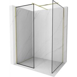 MEXEN/S - Kioto Sprchová zástena Walk-in 90 x 90 cm, čierny vzor, zlatá kartáčovaná 800-090-202-55-70-090 vyobraziť