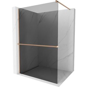 MEXEN/S - Kioto+ Sprchová zástena WALK-IN s poličkou a držiakom uterákov 100 x 200 cm, grafit, meď kartáčovaná 800-100-121-65-40 vyobraziť