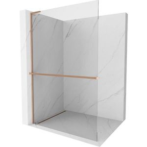 MEXEN/S - Kioto+ L Sprchová zástena WALK-IN s poličkou a držiakom uterákov 105 x 200 cm, transparent, meď kartáčovaná 800-105-123-65-00 vyobraziť
