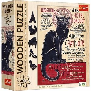 Trefl Drevené puzzle 200 - Čierna mačka - Théophile Alexandre Steinlen vyobraziť