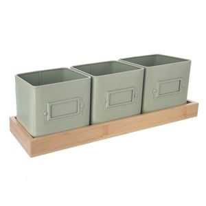 Orion Plechové kvetináče s podtáckou Greenish, 37 x 13, 5 x 12 cm vyobraziť