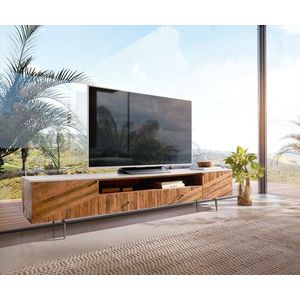 TV stolík Bahan 220 cm mango teak 2 dvierka 2 zásuvky 1 priehradka vyobraziť