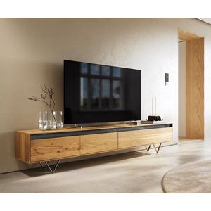 TV stolík Stonegrace 240 cm prírodný dub 4 dvierka podstavec v tvare vyobraziť