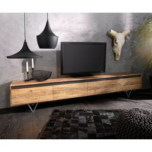 TV stolík Stonegrace 240 cm akáciová prírodná bridlica 4 dvierka vyobraziť