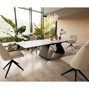 Jedálenský stôl Edge 200-300x100 keramický Calacatta Luxe bielo-zlatý vyobraziť