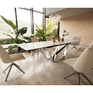 Jedálenský stôl Edge 200-300x100 keramický Calacatta Luxe biely vyobraziť