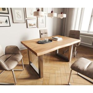 Jedálenský stôl Edge 140x90 XL Akácia prírodná nerezová oceľ široká vyobraziť