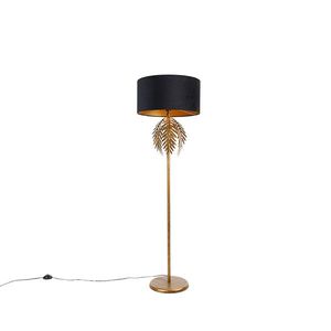Stojaca lampa zlatá 145 cm s čiernym zamatovým tienidlom 50 cm - Botanica vyobraziť