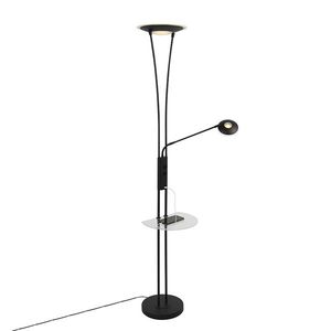 Stojaca lampa čierna s čítacím ramenom vrátane LED a USB portu - Sevilla vyobraziť