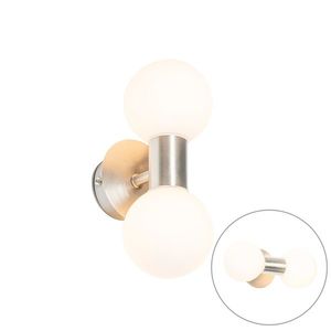 Moderná nástenná lampa oceľ IP44 2-svetlá - Cederic vyobraziť