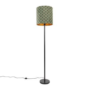 Stojaca lampa čierna tienidlo s dizajnom páva zlatý interiér 40 cm - Simplo vyobraziť
