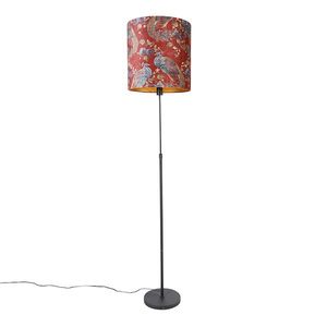 Stojaca lampa čierna tienidlo s motívom páva červené 40 cm - Parte vyobraziť