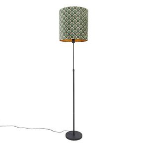 Stojaca lampa čierna tienidlo s motívom páva 40 cm nastaviteľná - Parte vyobraziť