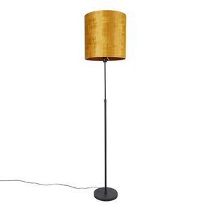 Stojaca lampa čierna so zlatým tienidlom 40 cm nastaviteľná - Parte vyobraziť