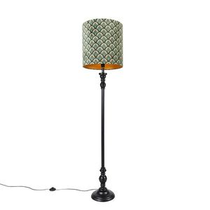 Klasická stojaca lampa čierna s tienidlom s pávím vzorom 40 cm - Classico vyobraziť