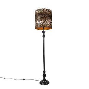 Stojaca lampa čierna s leopardím tienidlom 40 cm - Classico vyobraziť