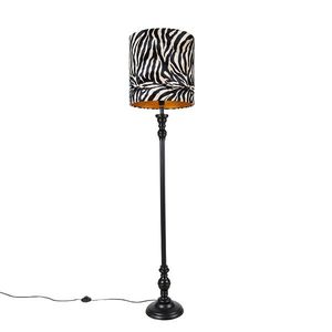 Stojacia lampa čierna s tienidlom so vzorom zebry 40 cm - Classico vyobraziť