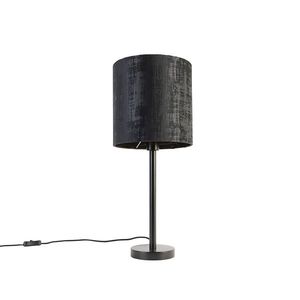 Moderná stolná lampa čierna s tienidlom čiernym 25 cm - Simplo vyobraziť