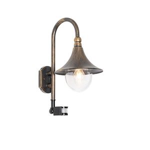 Vonkajšia nástenná lampa starožitné zlato IP44 vrátane snímača pohybu - Daphne vyobraziť