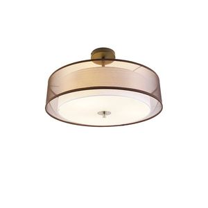 Moderné hnedé a biele stropné svietidlo 50 cm 3-svetlo - Drum Duo vyobraziť