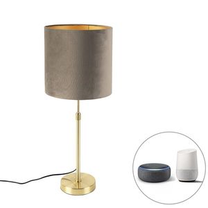 Inteligentná stolná lampa zlatá s tienidlom zo zamatu taupe 25 cm vrátane Wifi A60 - Parte vyobraziť