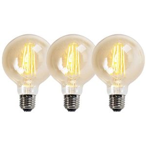 Sada 3 stmievateľných LED žiaroviek E27 G95 zlatá 5W 450lm 2200K vyobraziť
