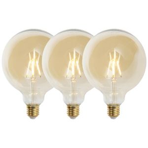 Sada 3 stmievateľných LED žiaroviek E27 G125 zlatá 5W 450lm 2200K vyobraziť