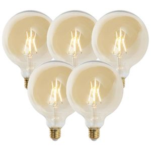 Sada 5 stmievateľných LED žiaroviek E27 G125 zlatá 5W 450lm 2200K vyobraziť