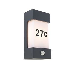 Vonkajšia nástenná lampa tmavosivá IP44 s detektorom pohybu - Tide vyobraziť