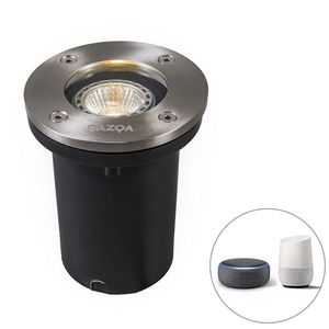 Inteligentný zemný reflektor z nerezovej ocele vrátane WiFi GU10 IP65 - Basic Round vyobraziť