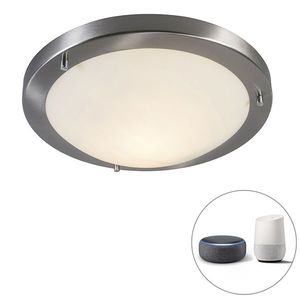 Inteligentné stropné svietidlo oceľ 31 cm vrátane WiFi A60 IP44 - Yuma vyobraziť